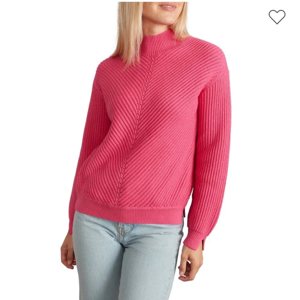MARINE LAYER Skylar Turtleneck Sweater in Bubble Gum Size M